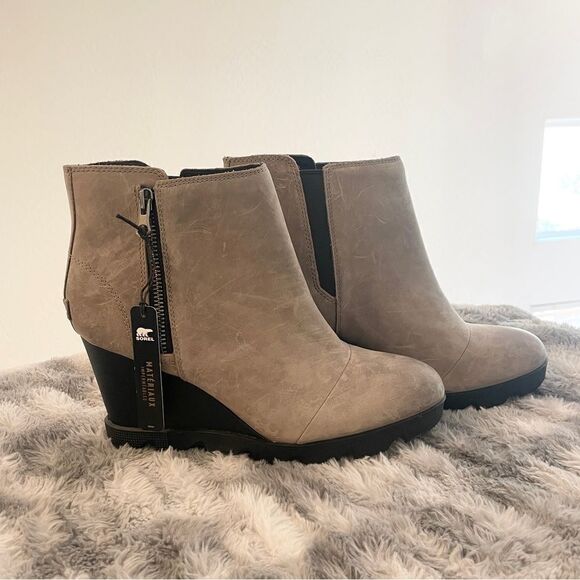 Sorel Joan Uptown Zip Leather Wedge Booties - Picture 2 of 6